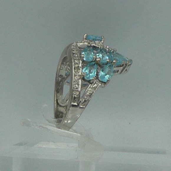 Sz 5 Genuine Madagascar Paraiba Apatite (Pear) Ring NWOT - Picture 3 of 4